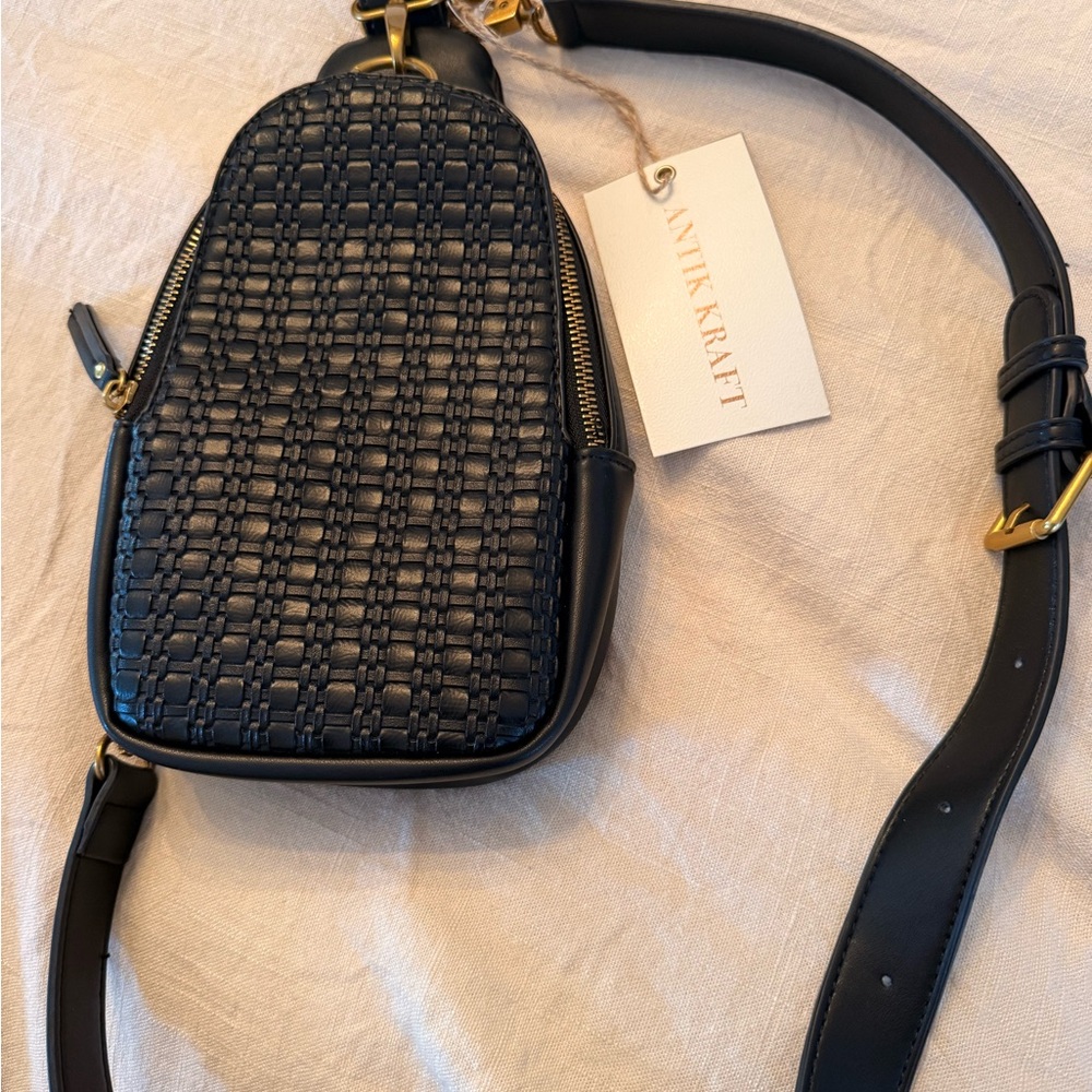 Antik Kraft Black Textured Crossbody Bag